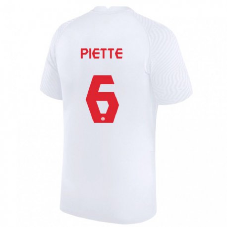 Kandiny Homme Maillot Canada Samuel Piette #6 Blanc Tenues Extérieur 22-24 T-shirt