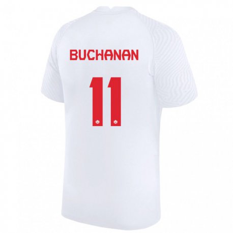 Kandiny Homme Maillot Canada Tajon Buchanan #11 Blanc Tenues Extérieur 22-24 T-shirt