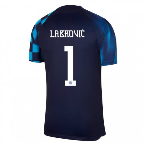 Kandiny Homme Maillot Croatie Nediljko Labrovic #1 Bleu Foncé Tenues Extérieur 22-24 T-shirt