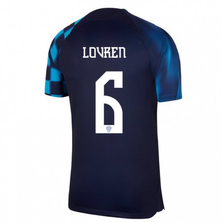 Kandiny Homme Maillot Croatie Dejan Lovren #6 Bleu Foncé Tenues Extérieur 22-24 T-shirt