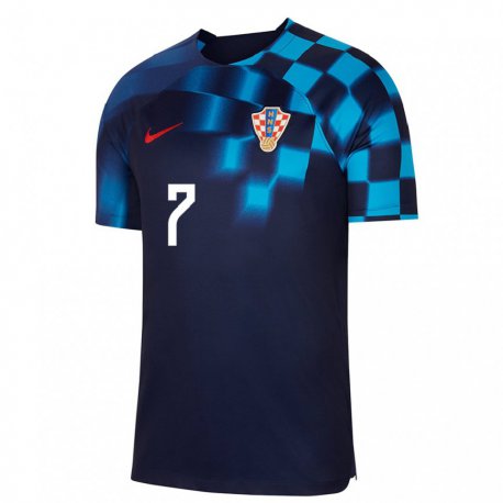 Kandiny Homme Maillot Croatie Josip Brekalo #7 Bleu Foncé Tenues Extérieur 22-24 T-shirt