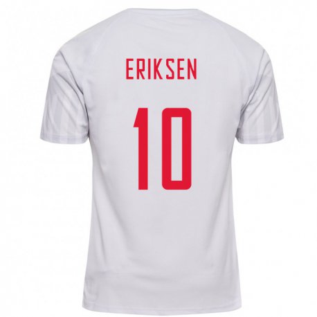 Kandiny Homme Maillot Danemark Christian Eriksen #10 Blanc Tenues Extérieur 22-24 T-shirt