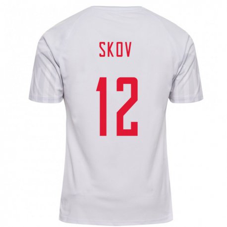 Kandiny Homme Maillot Danemark Robert Skov #12 Blanc Tenues Extérieur 22-24 T-shirt