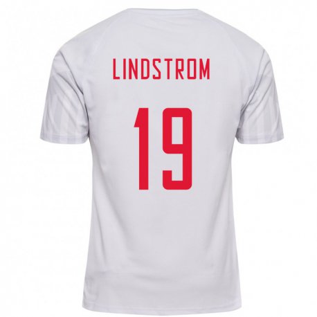 Kandiny Homme Maillot Danemark Jesper Lindstrom #19 Blanc Tenues Extérieur 22-24 T-shirt