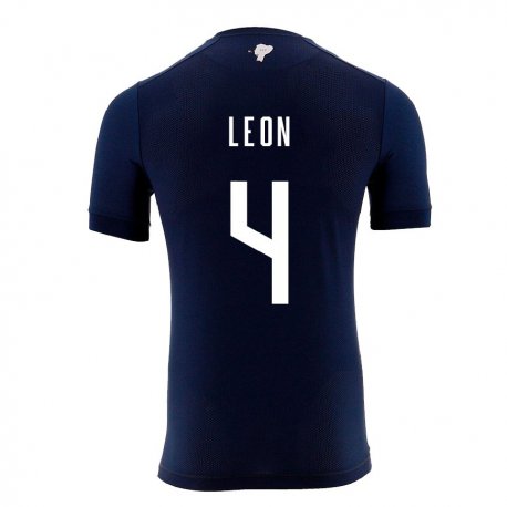 Kandiny Homme Maillot Équateur Fernando Leon #4 Bleu Marine Tenues Extérieur 22-24 T-shirt