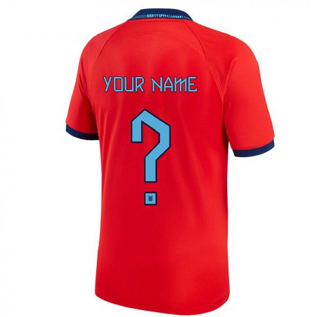 Kandiny Homme Maillot Angleterre Votre Nom #0 Rouge Tenues Extérieur 22-24 T-shirt