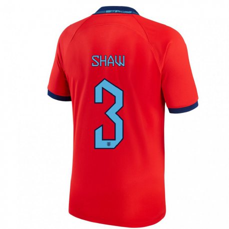 Kandiny Homme Maillot Angleterre Luke Shaw #3 Rouge Tenues Extérieur 22-24 T-shirt