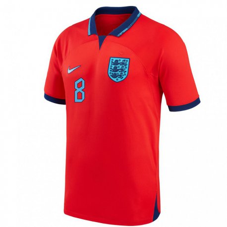 Kandiny Homme Maillot Angleterre Jordan Henderson #8 Rouge Tenues Extérieur 22-24 T-shirt