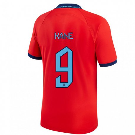 Kandiny Homme Maillot Angleterre Harry Kane #9 Rouge Tenues Extérieur 22-24 T-shirt