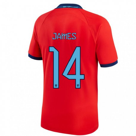 Kandiny Homme Maillot Angleterre Reece James #14 Rouge Tenues Extérieur 22-24 T-shirt