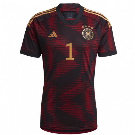 Kandiny Homme Maillot Allemagne Manuel Neuer #1 Marron Noir Tenues Extérieur 22-24 T-shirt