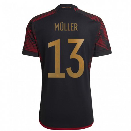 Kandiny Homme Maillot Allemagne Thomas Muller #13 Marron Noir Tenues Extérieur 22-24 T-shirt
