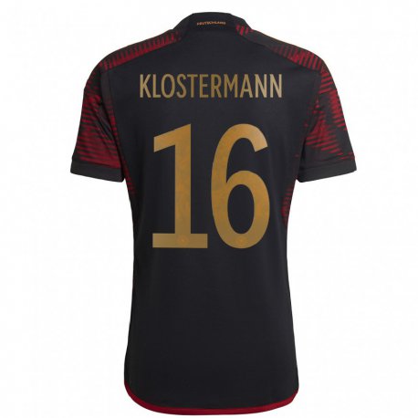 Kandiny Homme Maillot Allemagne Lukas Klostermann #16 Marron Noir Tenues Extérieur 22-24 T-shirt