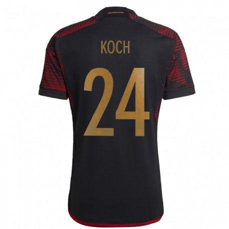Kandiny Homme Maillot Allemagne Robin Koch #24 Marron Noir Tenues Extérieur 22-24 T-shirt