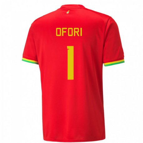 Kandiny Homme Maillot Ghana Richard Ofori #1 Rouge Tenues Extérieur 22-24 T-shirt