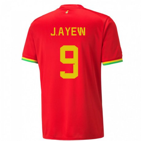 Kandiny Homme Maillot Ghana Jordan Ayew #9 Rouge Tenues Extérieur 22-24 T-shirt