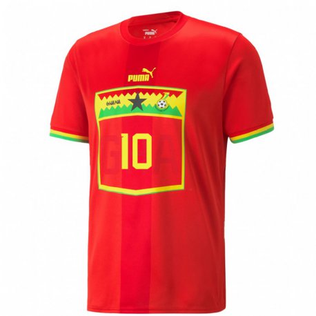 Kandiny Homme Maillot Ghana Andre Ayew #10 Rouge Tenues Extérieur 22-24 T-shirt