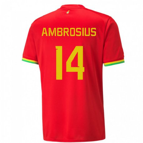Kandiny Homme Maillot Ghana Stephan Ambrosius #14 Rouge Tenues Extérieur 22-24 T-shirt