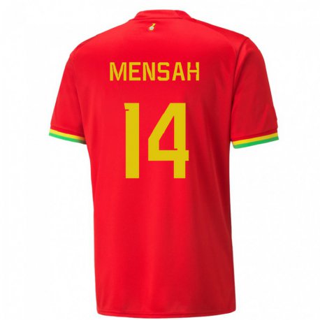 Kandiny Homme Maillot Ghana Gideon Mensah #14 Rouge Tenues Extérieur 22-24 T-shirt