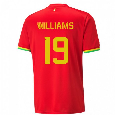 Kandiny Homme Maillot Ghana Inaki Williams #19 Rouge Tenues Extérieur 22-24 T-shirt