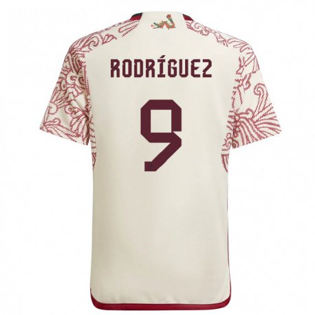 Kandiny Homme Maillot Mexique Carlos Rodriguez #9 Merveille Blanc Rouge Tenues Extérieur 22-24 T-shirt