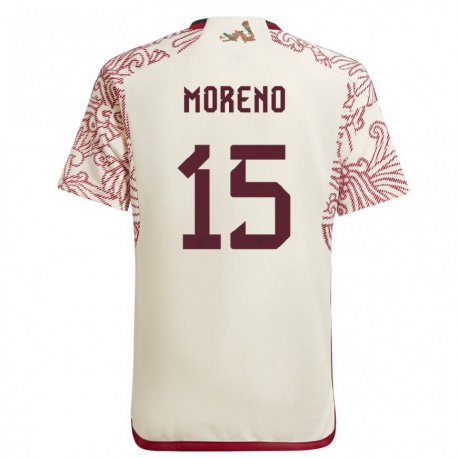 Kandiny Homme Maillot Mexique Hector Moreno #15 Merveille Blanc Rouge Tenues Extérieur 22-24 T-shirt