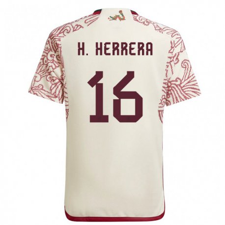 Kandiny Homme Maillot Mexique Hector Herrera #16 Merveille Blanc Rouge Tenues Extérieur 22-24 T-shirt