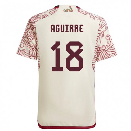 Kandiny Homme Maillot Mexique Eduardo Aguirre #18 Merveille Blanc Rouge Tenues Extérieur 22-24 T-shirt
