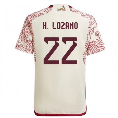 Kandiny Homme Maillot Mexique Hirving Lozano #22 Merveille Blanc Rouge Tenues Extérieur 22-24 T-shirt