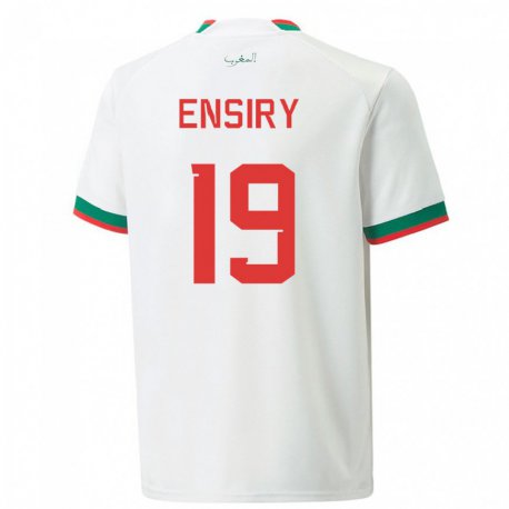 Kandiny Homme Maillot Maroc Youssef Ensiry #19 Blanc Tenues Extérieur 22-24 T-shirt