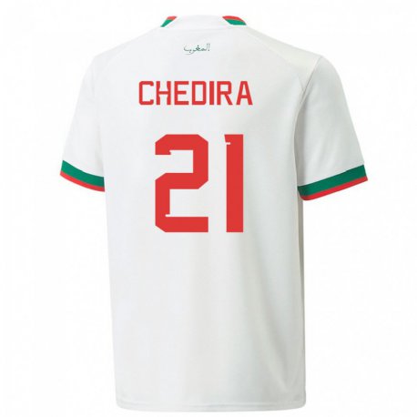 Kandiny Homme Maillot Maroc Walid Chedira #21 Blanc Tenues Extérieur 22-24 T-shirt