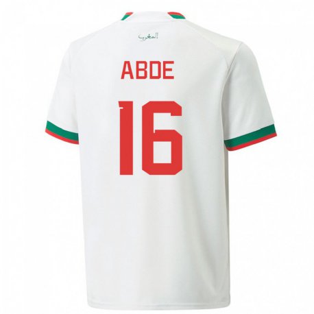Kandiny Homme Maillot Maroc Ez Abde #16 Blanc Tenues Extérieur 22-24 T-shirt