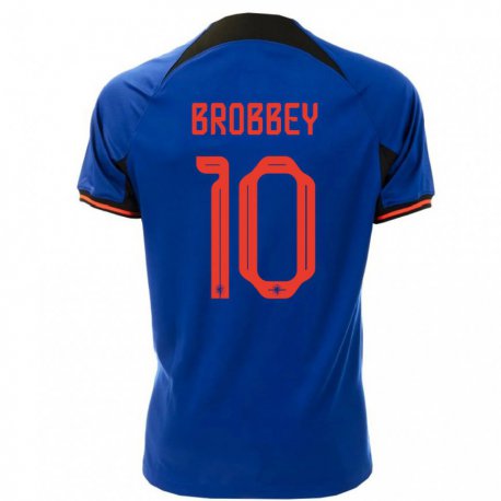 Kandiny Homme Maillot Pays-bas Brian Brobbey #10 Bleu Royal Tenues Extérieur 22-24 T-shirt