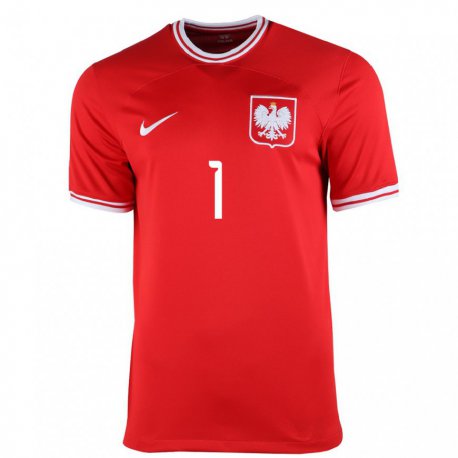 Kandiny Homme Maillot Pologne Radoslaw Majecki #1 Rouge Tenues Extérieur 22-24 T-shirt