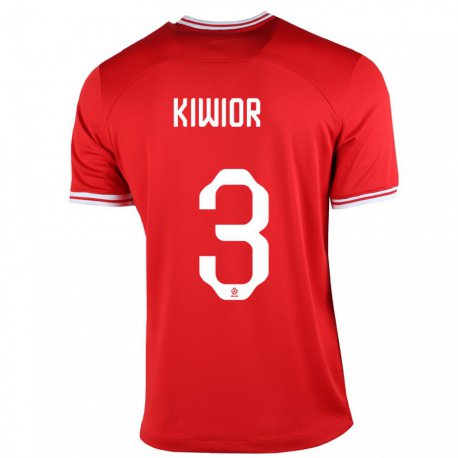Kandiny Homme Maillot Pologne Jakub Kiwior #3 Rouge Tenues Extérieur 22-24 T-shirt