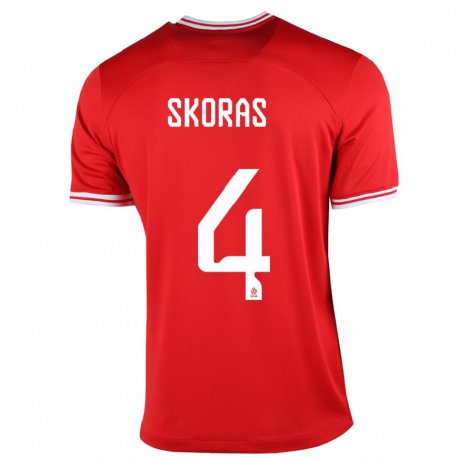 Kandiny Homme Maillot Pologne Michal Skoras #4 Rouge Tenues Extérieur 22-24 T-shirt