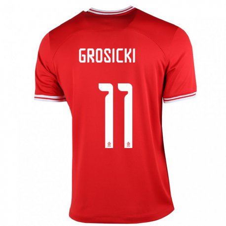 Kandiny Homme Maillot Pologne Kamil Grosicki #11 Rouge Tenues Extérieur 22-24 T-shirt