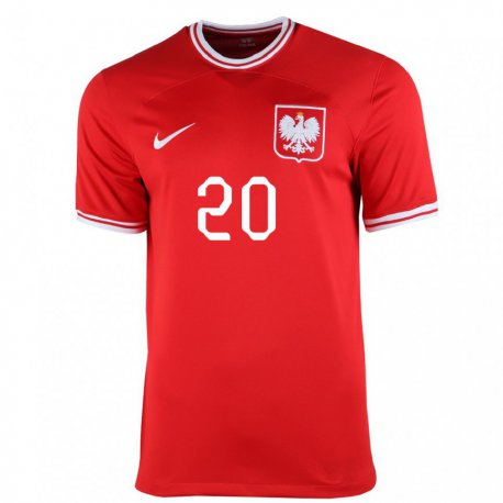Kandiny Homme Maillot Pologne Piotr Zielinski #20 Rouge Tenues Extérieur 22-24 T-shirt