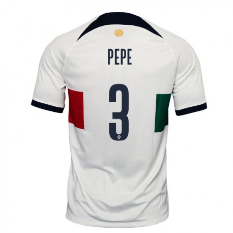 Kandiny Homme Maillot Portugal Pepe #3 Blanc Tenues Extérieur 22-24 T-shirt