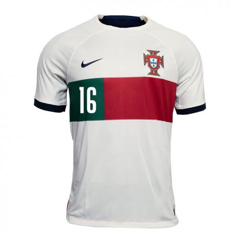 Kandiny Homme Maillot Portugal Renato Sanches #16 Blanc Tenues Extérieur 22-24 T-shirt