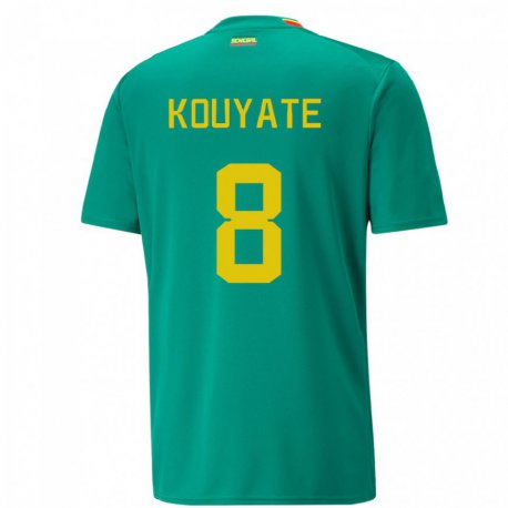 Kandiny Homme Maillot Sénégal Cheikhou Kouyate #8 Verte Tenues Extérieur 22-24 T-shirt