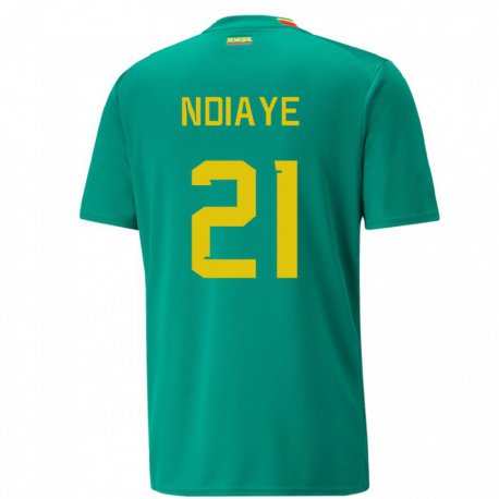 Kandiny Homme Maillot Sénégal Iliman Ndiaye #21 Verte Tenues Extérieur 22-24 T-shirt