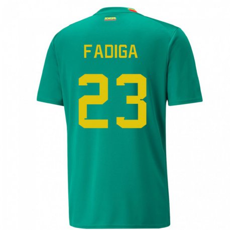 Kandiny Homme Maillot Sénégal Noah Fadiga #23 Verte Tenues Extérieur 22-24 T-shirt