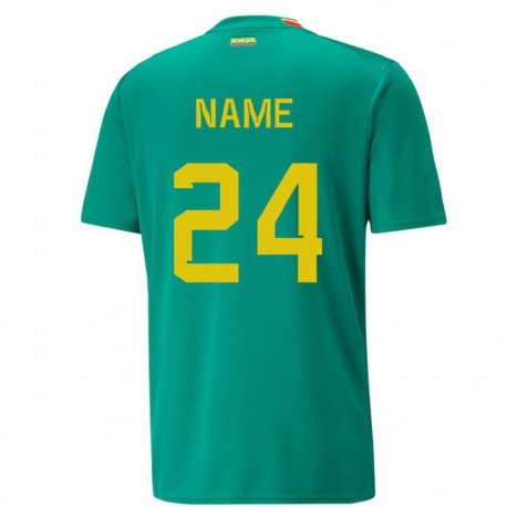 Kandiny Homme Maillot Sénégal Moustapha Name #24 Verte Tenues Extérieur 22-24 T-shirt