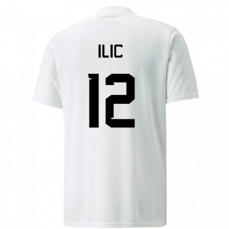 Kandiny Homme Maillot Serbie Marko Ilic #12 Blanc Tenues Extérieur 22-24 T-shirt