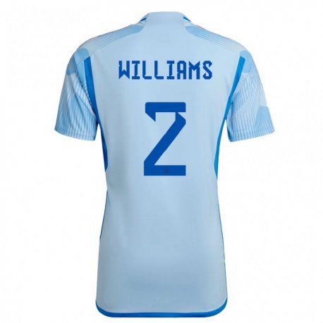 Kandiny Homme Maillot Espagne Nico Williams #2 Bleu Ciel Tenues Extérieur 22-24 T-shirt