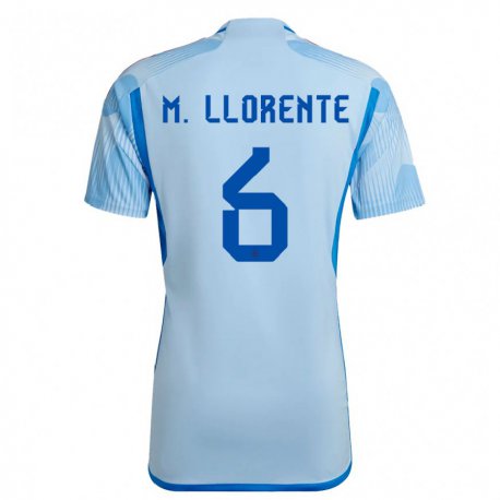 Kandiny Homme Maillot Espagne Marcos Llorente #6 Bleu Ciel Tenues Extérieur 22-24 T-shirt