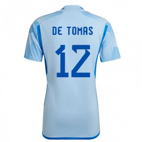 Kandiny Homme Maillot Espagne Raul De Tomas #12 Bleu Ciel Tenues Extérieur 22-24 T-shirt