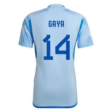 Kandiny Homme Maillot Espagne Jose Gaya #14 Bleu Ciel Tenues Extérieur 22-24 T-shirt