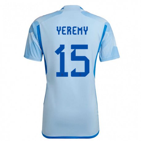 Kandiny Homme Maillot Espagne Yeremy Pino #15 Bleu Ciel Tenues Extérieur 22-24 T-shirt